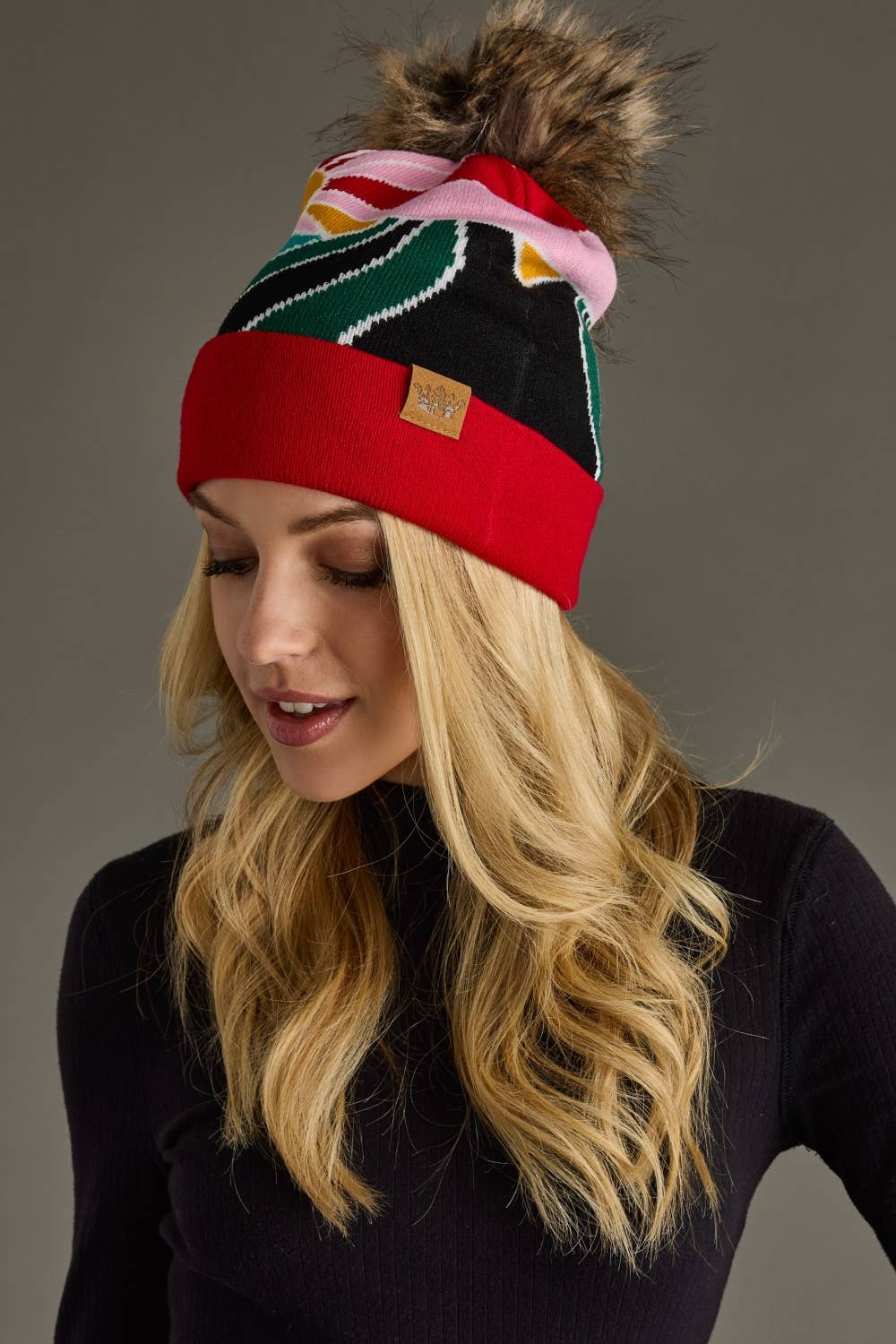 Red Sunrise Landscape Pom Hat