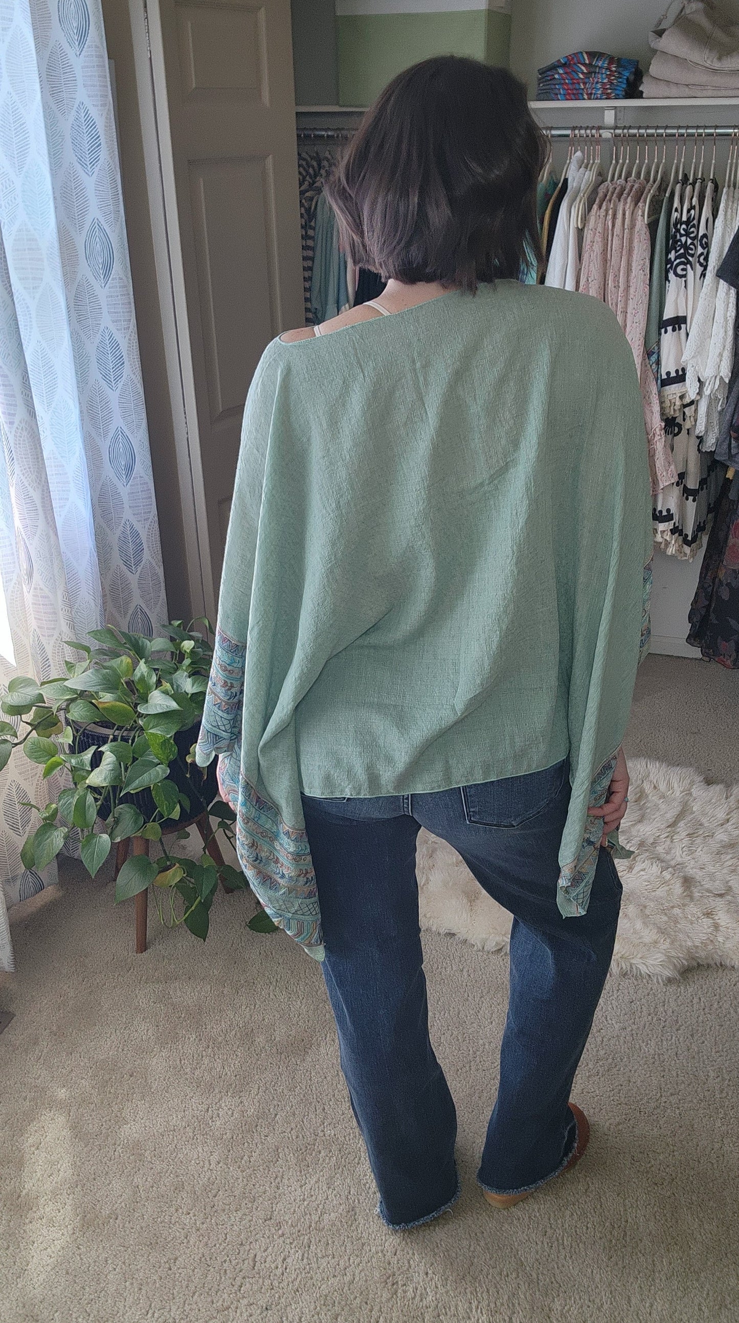 Fallon Embroidered Sleeve Poncho