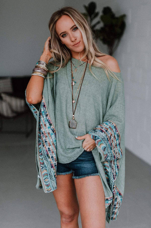 Fallon Embroidered Sleeve Poncho