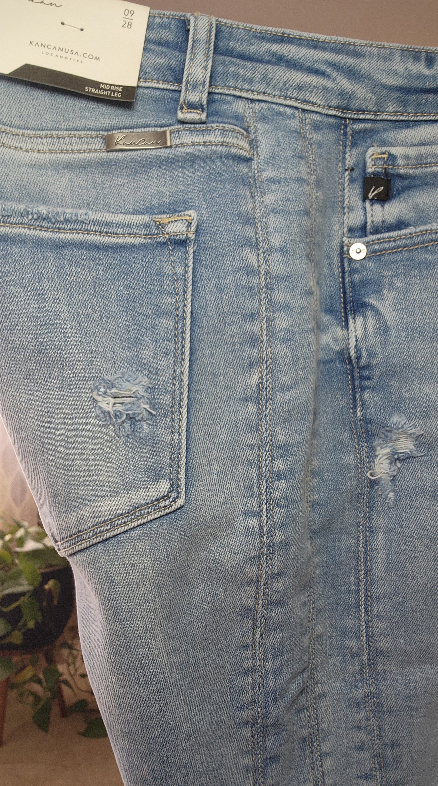 KANCAN Mid Rise Straight Leg Jeans