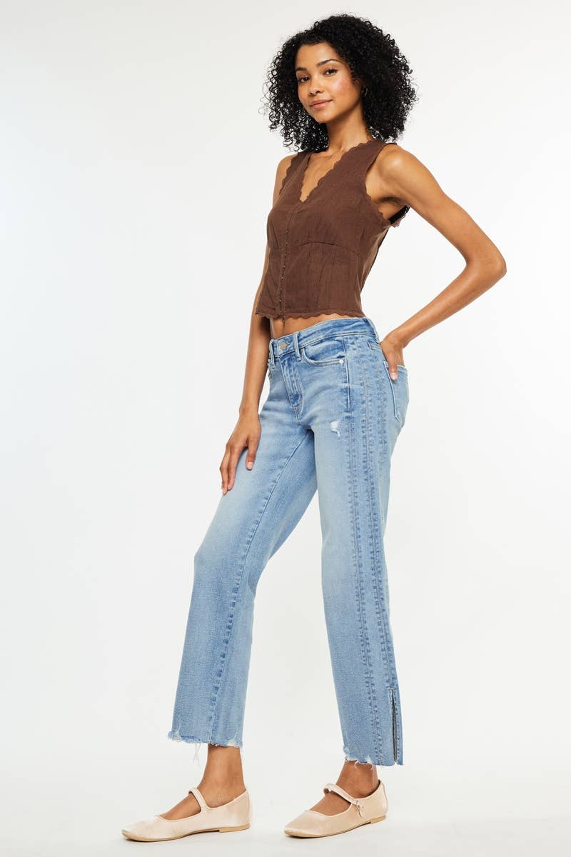 KANCAN Mid Rise Straight Leg Jeans