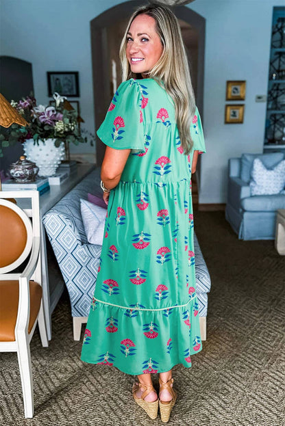Floral Butterfly Sleeve Shift Dress