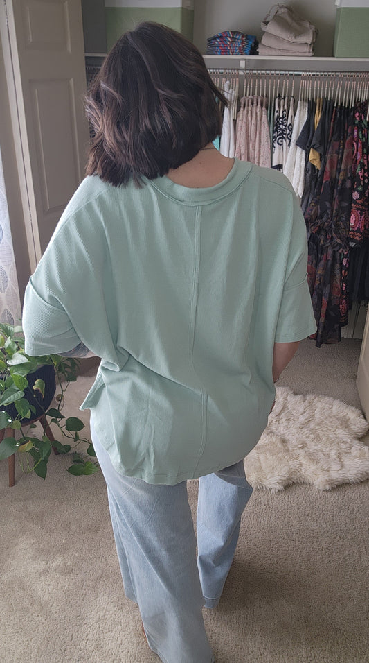 On The Go V Neck Essential Tee - Sage