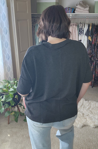 On The Go V Neck Essential Tee - Gray