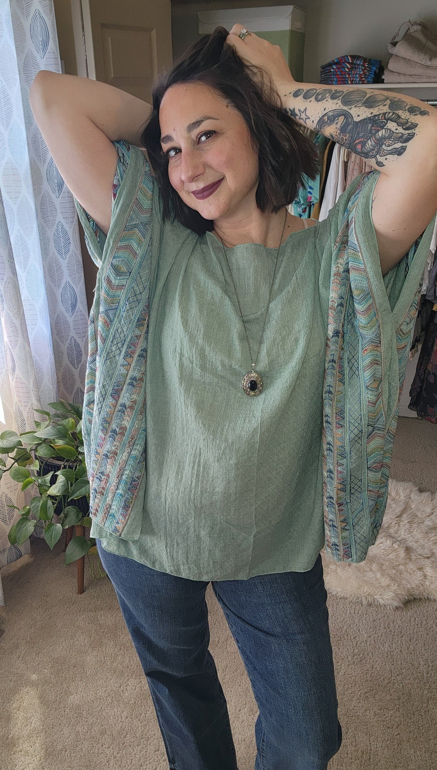 Fallon Embroidered Sleeve Poncho