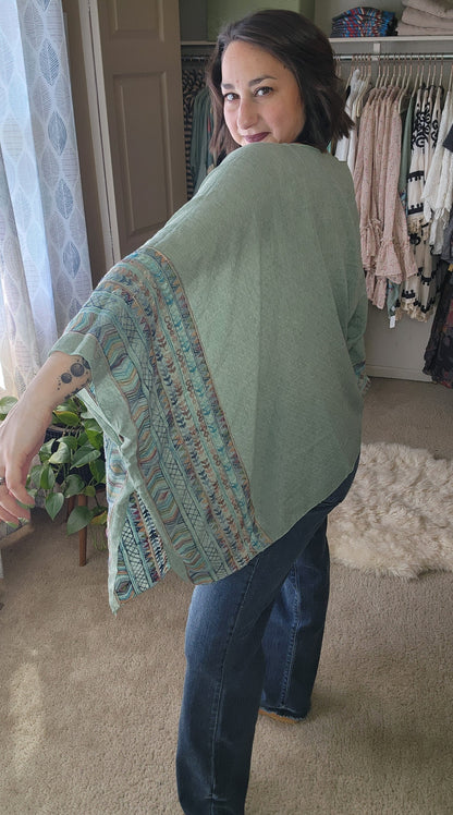 Fallon Embroidered Sleeve Poncho