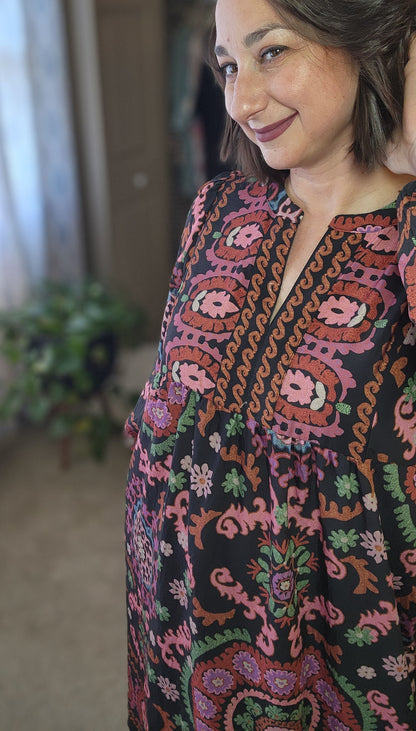 Ethnic Printed Shift Dress