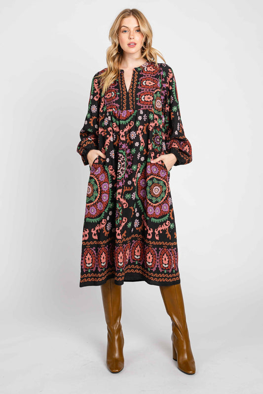 Ethnic Printed Shift Dress