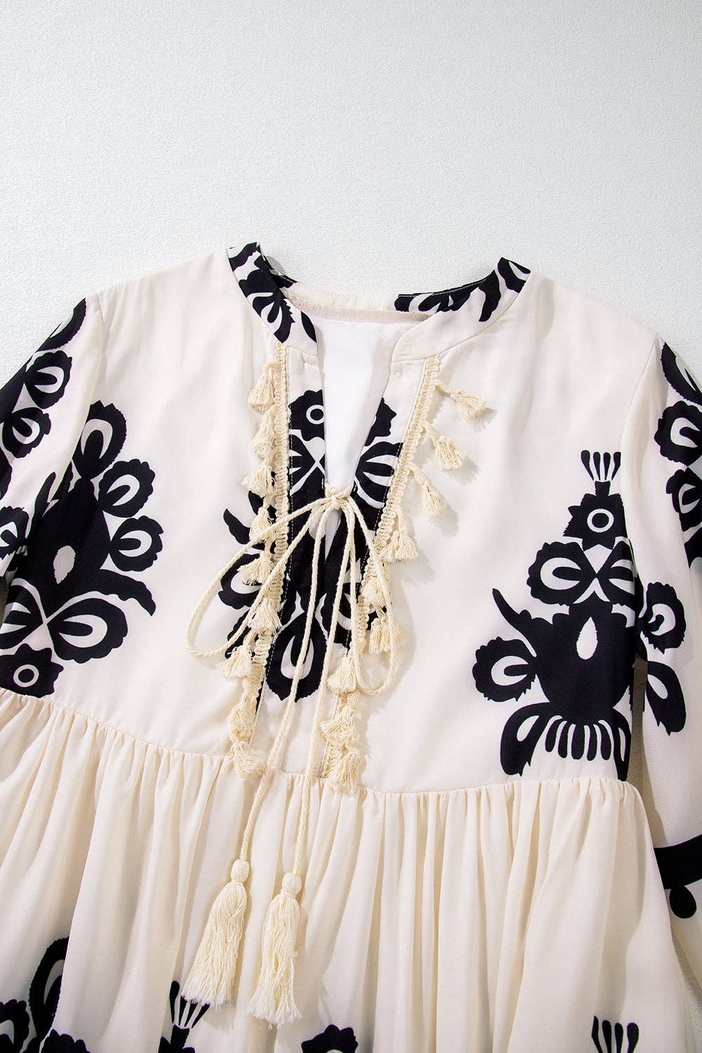 Western Pattern Tasseled Mini Dress