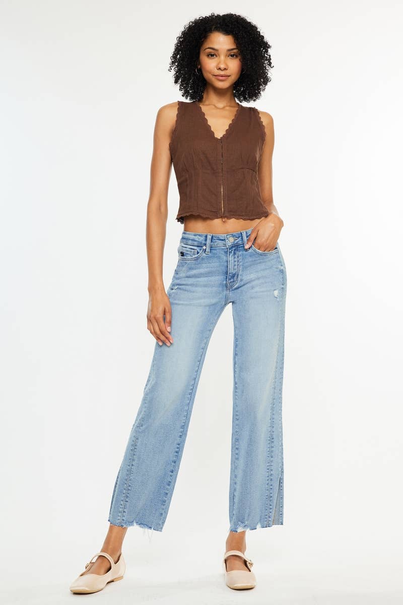 KANCAN Mid Rise Straight Leg Jeans