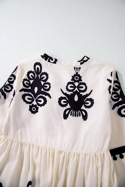 Western Pattern Tasseled Mini Dress