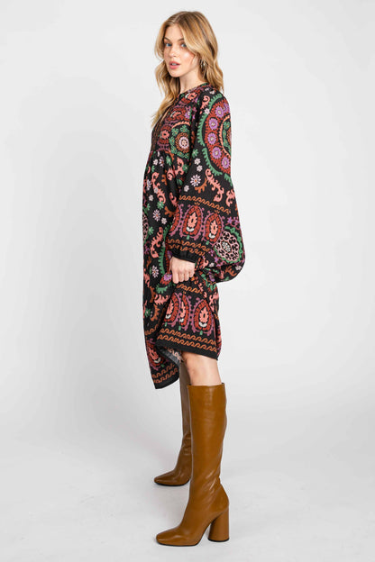 Ethnic Printed Shift Dress