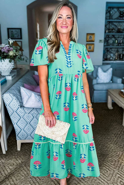 Floral Butterfly Sleeve Shift Dress