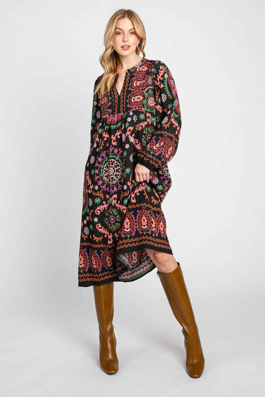 Ethnic Printed Shift Dress