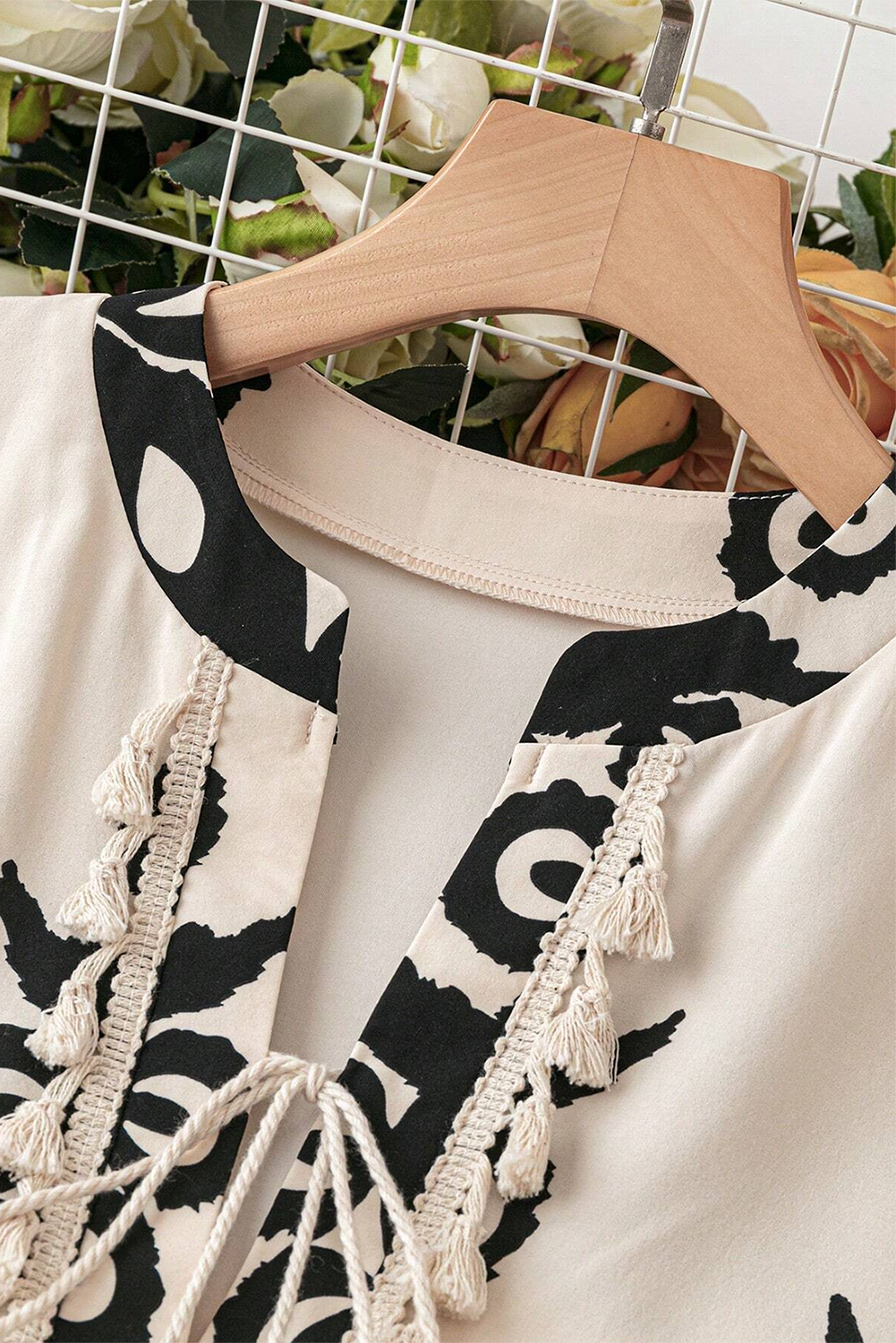 Western Pattern Tasseled Mini Dress