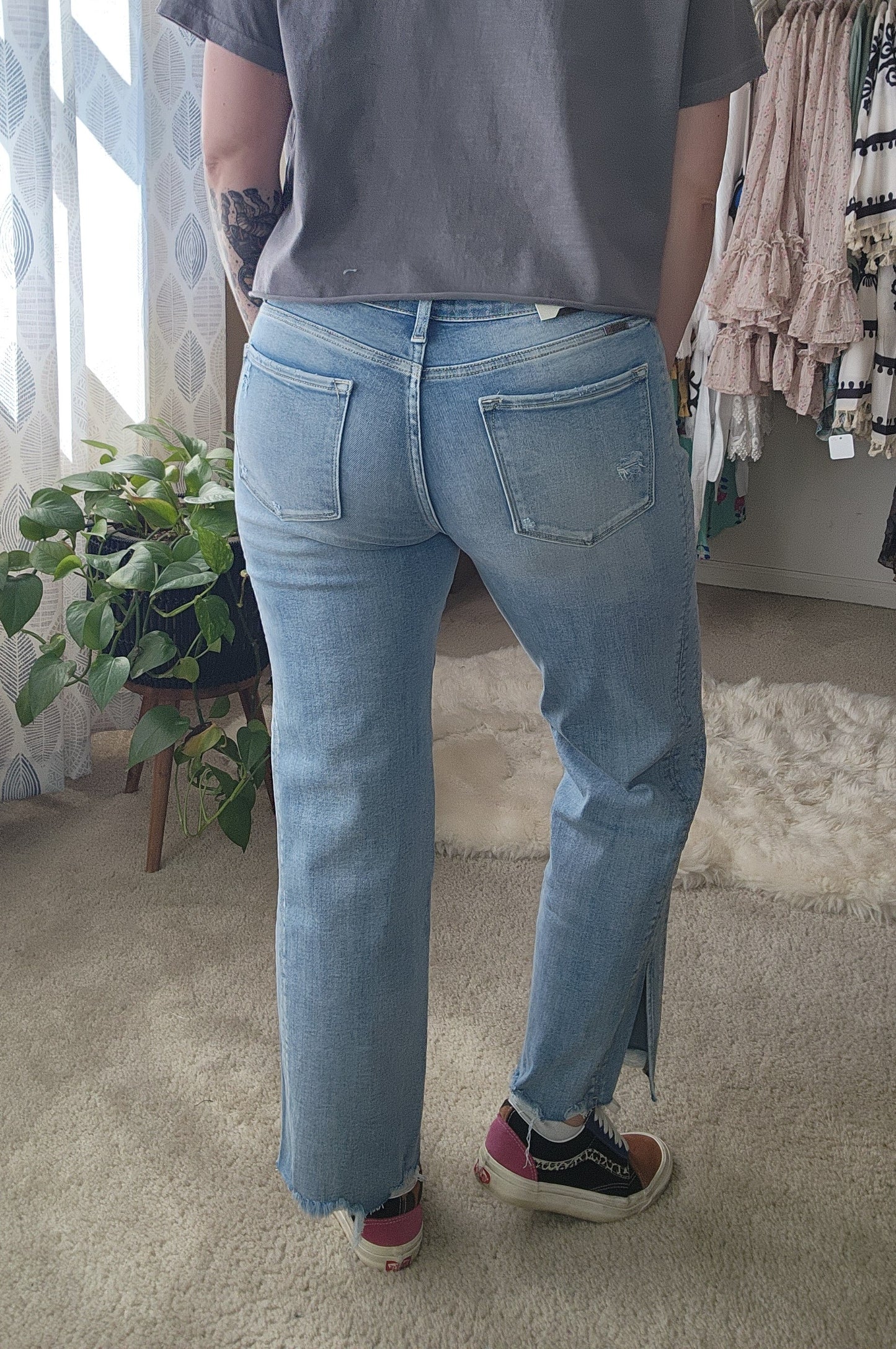 KANCAN Mid Rise Straight Leg Jeans