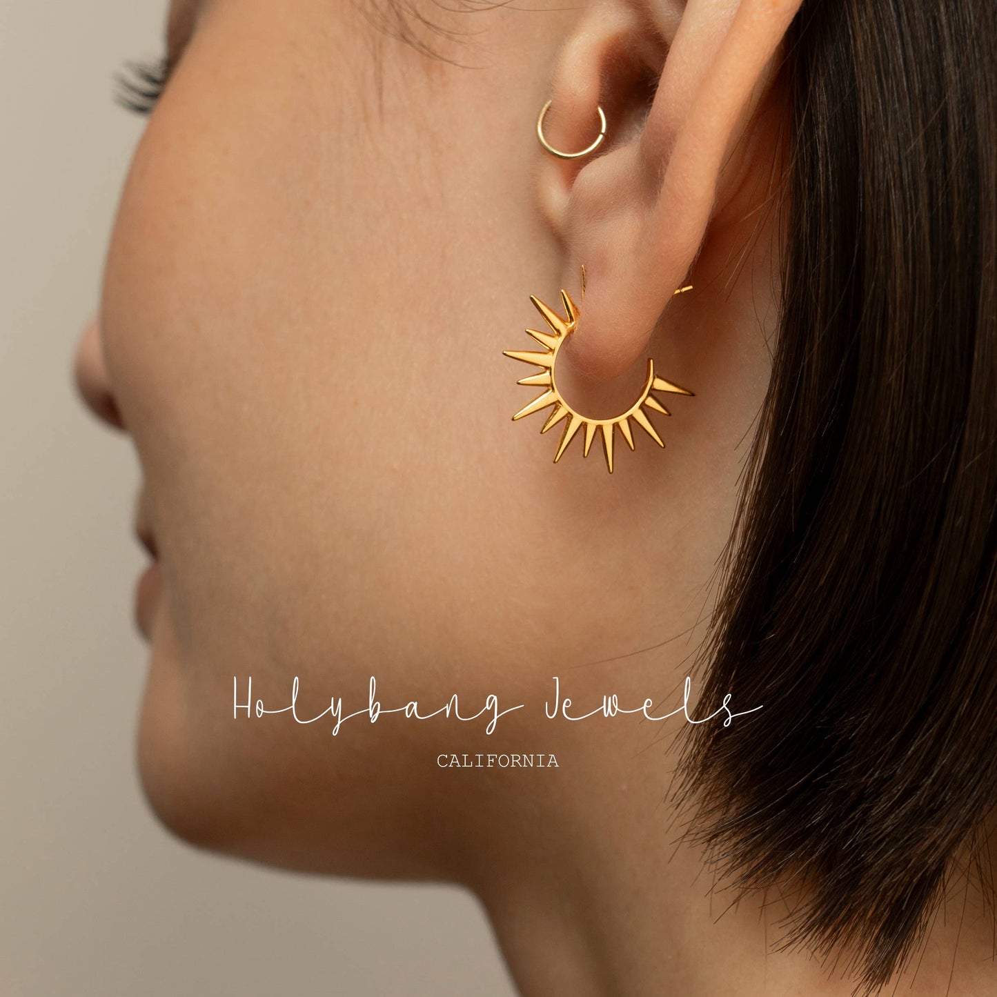 Spike Open Hoop Earrings