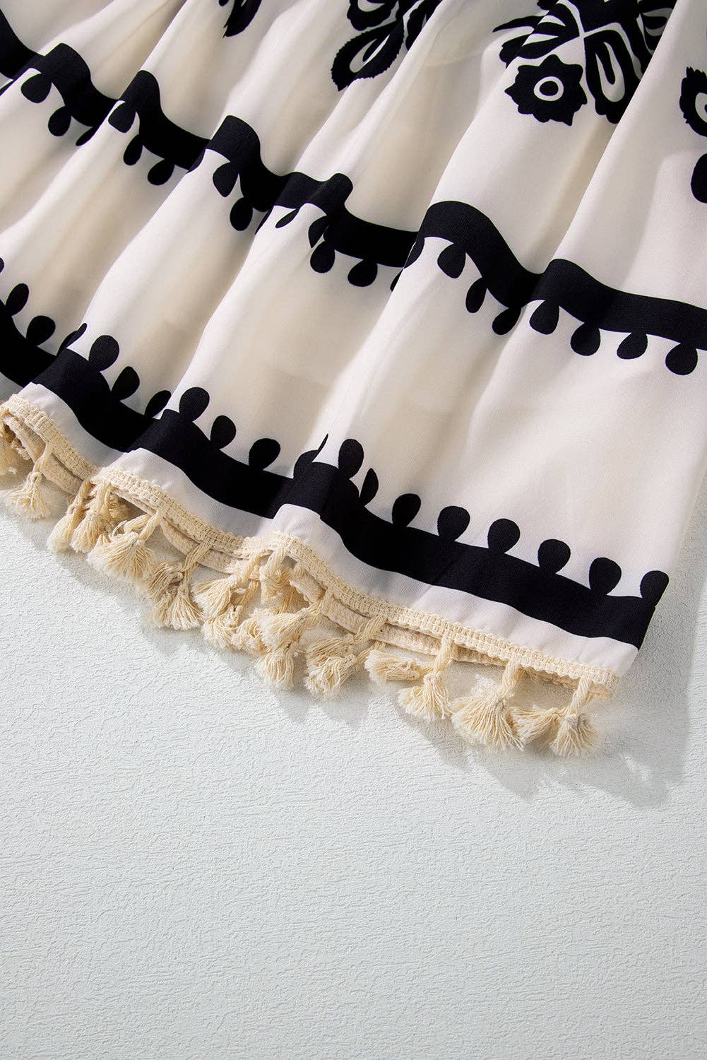 Western Pattern Tasseled Mini Dress