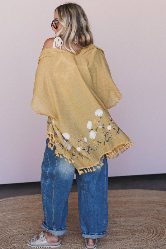 Secret Meadow Embroidered Kimono - Mustard