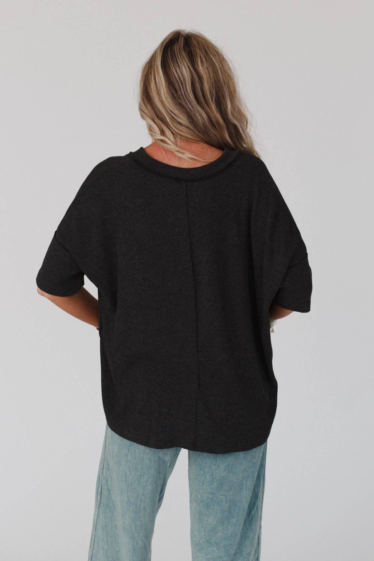 On The Go V Neck Ribbed Essential Tee