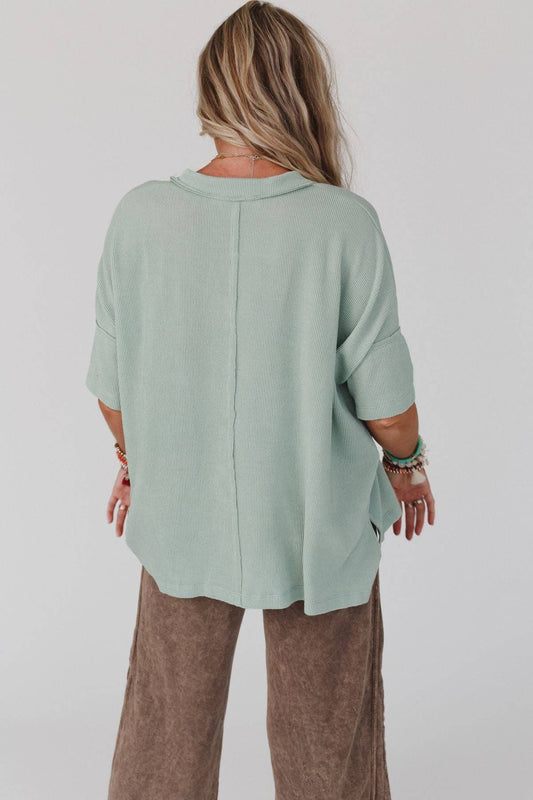 On The Go V Neck Essential Tee - Sage